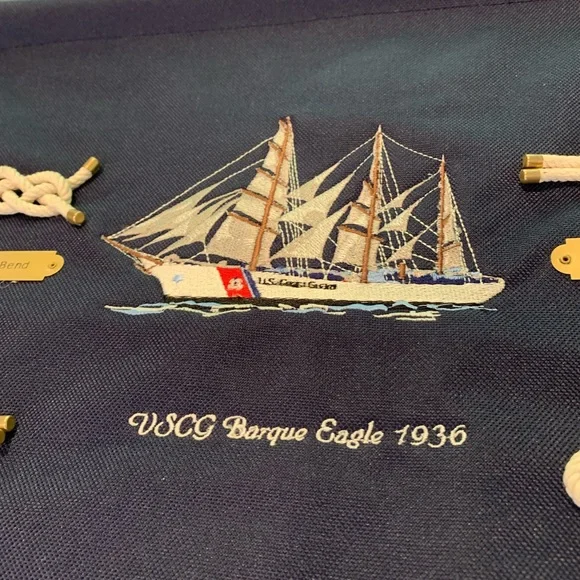 Vtg Coast Guard Nautical tie Knot Chart Banner Canvas - Picture 3 of 15